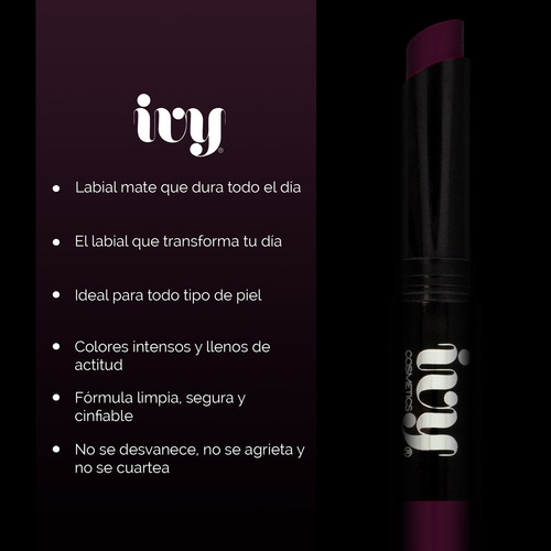 Labial Longwear Matte Lipstick Ivy Mrs. Rebel