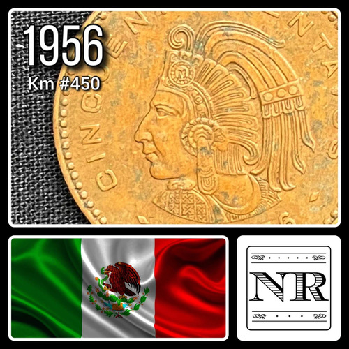 México - 50 Centavos - Año 1956 - Km #450 - Cuauhtemoc