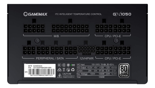 Fonte Modular Gamemax Gx1050 Pro 1050w 80 Plus Platinum