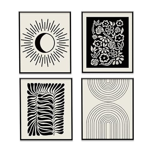 Conjunto De 4 Cuadros De Pared De Lienzo Boho Minimalis...