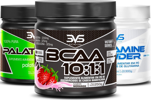 Combo Crossfit 3vs - Bcaa + Palatinose + Glutamina Sabor Morango