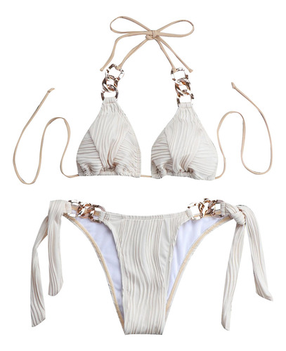 Bikini Sexy De Dos Piezas Con Cadena Para Mujer, Traje De Ba