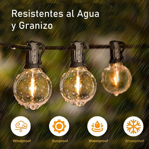 Imagen 2 de 4 de Guirnalda Extensión Luces Led Exterior 7,6m 25 Bombillos