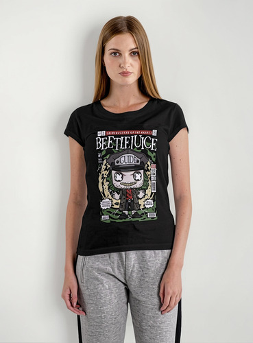 Polera Mujer Beetlejuice, Pelicula Tim Burton, 100% Algodón
