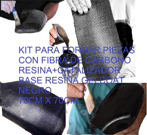 Kit Forrar Fibra De Carbono Real Tela 70x70cm + Kit Resinas