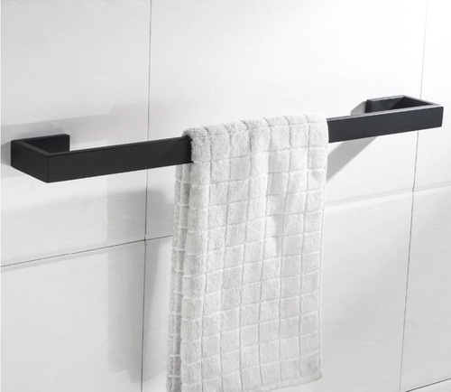 Imagem 4 de 8 de Kit Banheiro Preto Fosco Porta Tolhas Papeleira 4 Peças Inox