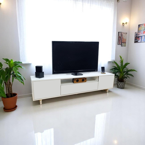 Mueble Tv Rack Mania Para Televisores Led - Estilo Moderno Blanco