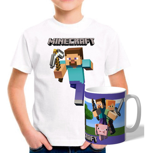 Remera Combo Con Taza Minecraft