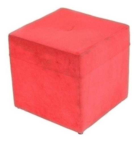 Sofá 3 Cuerpos Con 2 Pouf Felpa Rojo / Muebles América