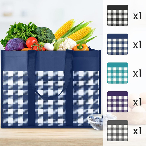 Bolsas Reutilizables Para Comestibles, Paquete De 5, Grandes