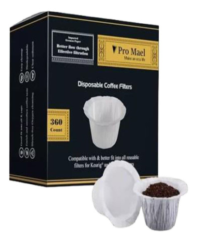 Filtros Desechables Pro Mael Compatible Keurig K-cup 360pza Blanco