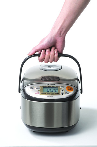 Panela e aquecedor de arroz Zojirushi NS-LHC05 Micom, aço inoxidável. Cor: Marrom escuro, aço inoxidável