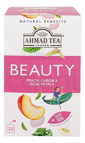 Te Ahmad Beauty Peach,carob,rose Petals 20sobres Sin Cafeína
