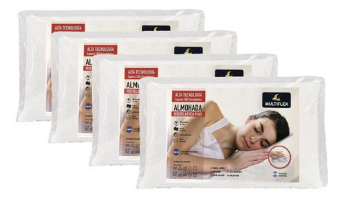 Almohada Multiflex Viscoelástica Plus Pack 4 Unidades Color Blanco