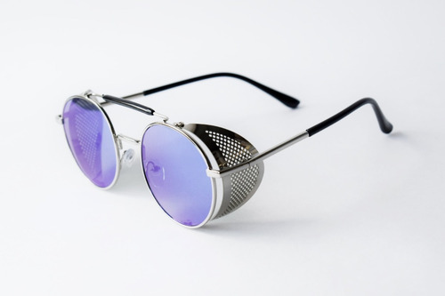 Imagen 2 de 5 de Gafas Steampunk Metal Mirrow Blue