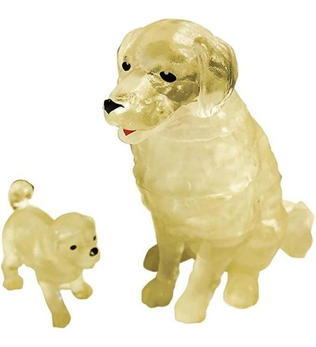 Rompecabezas De Cristal 3d - Perro Y Cachorro: 47 Piezas