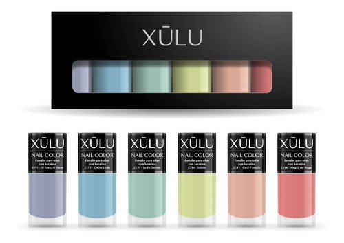Imagen 1 de 3 de Esmalte De Uñas Con Keratina Pack X6 Xúlu Nail Color Z800