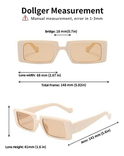 Dollger Retro Rectángulo Lentes De Sol Para Mujer Hombre De