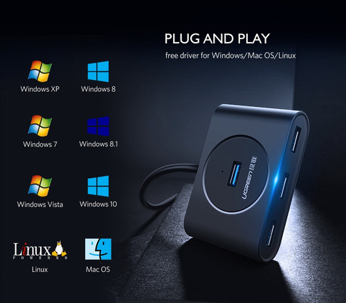 Ugreen Hub Usb 3.0 Con Otg C,smartphone,mackbook,surface Pro