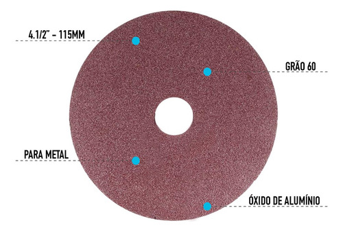 Kit 25 Disco Lixa Esmerilhadeira Lixadeira Grao 60 115mm