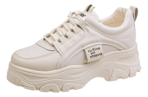Zapatillas Con Plataforma Para Mujer, Suela Gruesa, Zapatos Casuales Con Cordones