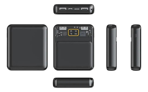Cargador Power Bank 4 Puertos Usb Para Dispositivos Móviles Negro