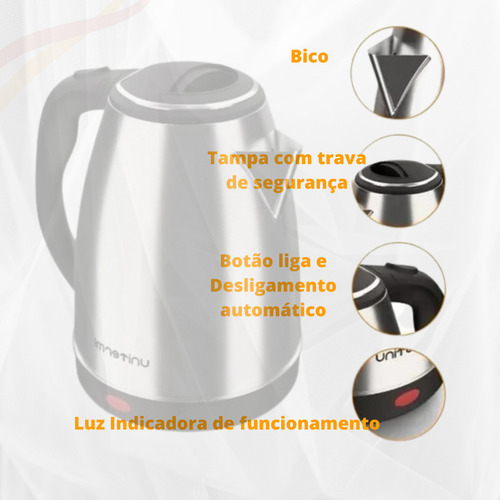 Chaleira Jarra Elétrica Atacama 1,8l 110v Unitermi Prateado