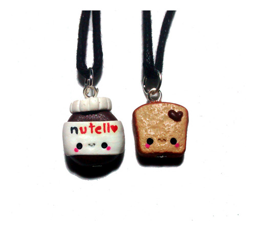 Collar Doble Nutella Pan Pareja Amor Amistad Bff Food Nutella/pan