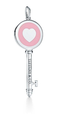 Imagen 2 de 2 de Llave Tiffany&co Colgante Corazon De Esmalte Rosa Original