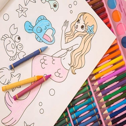 150 Kit Acuarela Lápices Niños Pintura Kit De Dibujo Crayón