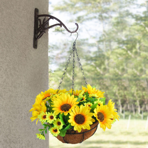 Flores Artificiales En Cesta Colgante, Maceta Para Colgante
