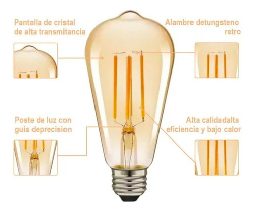 Foco Cálido 6pcs Focos Bombillas Luces Para Hogar Vintage Blanco Cálido