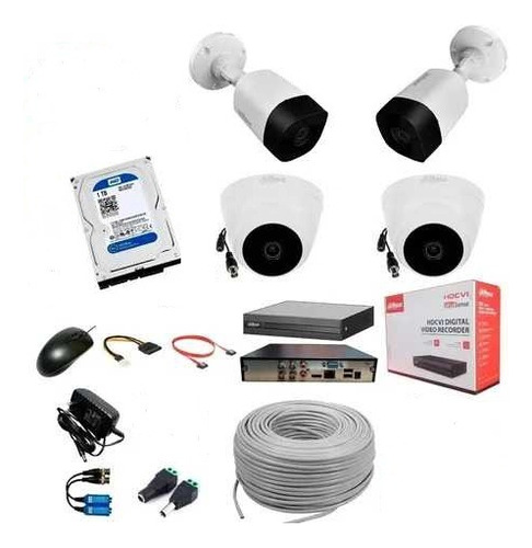 Kit Cctv Dahua Xvr 8ch + 4 Camara 1080p