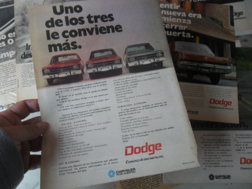 Lote Dodge Coronado Polara Gt Publicidad No Manual Insignia
