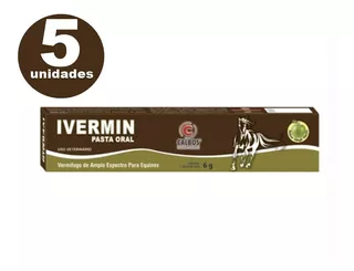 Ivermin Pasta Oral 6g Vermifugo Equino Cava - Kit 5 Unidades