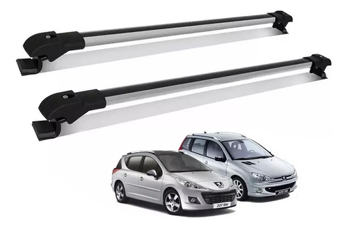 Rack Teto Travessa Peugeot 207 Sw Wagon 2014 Slim Prata 