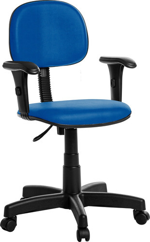 Cadeira De Escritório Secretaria Com Braco Rce Azul Material do estofamento Couro sintético