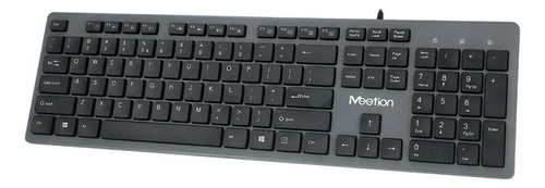 K841, Teclado Alámbrico Usb, Negro, Ultra Delgado Meetion