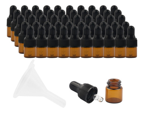 50x Mini Botellas De Aceite Esencial, Botellas Marrón 1ml