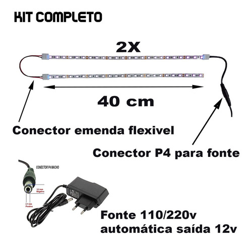 Imagem 2 de 2 de Kit Fita Led Uv Ultravioleta Decoraçao Luz Negra Serigrafia
