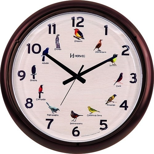 Relógio De Parede Herweg 6691-304 Canto Pássaros Brasileiros