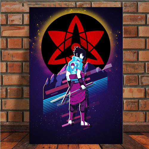 Cuadro Decorativo Sasuke Uchiha Neon Naruto Canvas 30x45cm