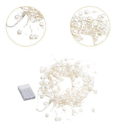Led Iluminado Com Contas, Luz De Cluster, Decoração Branco