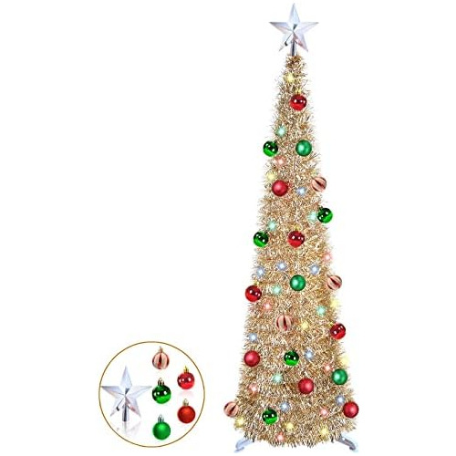 Árbol De Navidad De 5 Pies De Alto Purpurina Y 80 Luce...