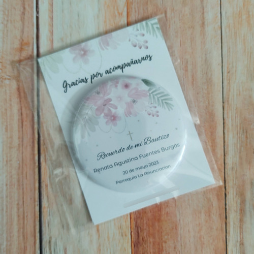 12 Recuerdos De Bautizo, Chapitas Imán Personalizadas