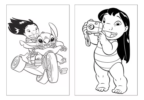 Kit 100 Desenhos Para Pintar E Colorir Lilo E Stitch - Folha A4