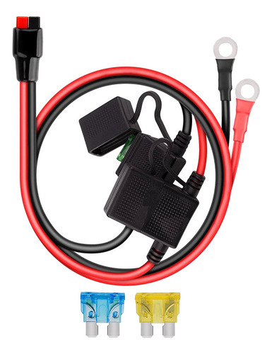 Portafusibles Doble Positivo 10awg Cable 60cm De Largo Para