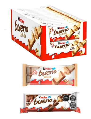 Kinder Bueno Mixto Caja X 18 ( 9 Blanco + 9 Choco )