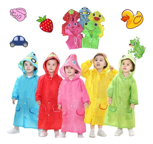 Poncho Impermeable Capa Lluvia Niño Colegio Kinder Kawaii