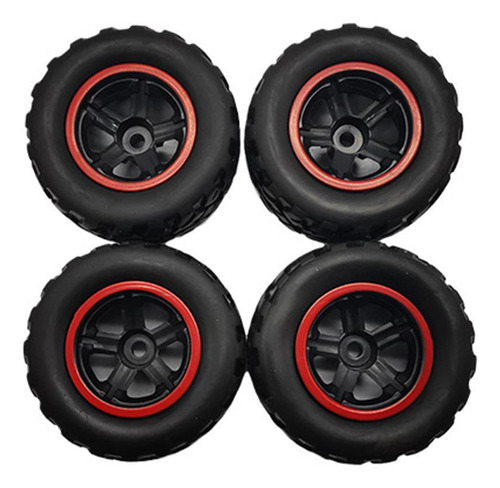 4 Piezas De Neumáticos De Rueda De Coche Rc Para Negro Rojo